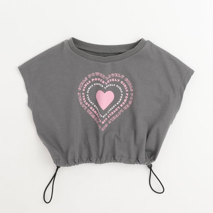 チャコール | 【吸水速乾】クロップドドロップショルダーハートTシャツ | URBAN CHERRY