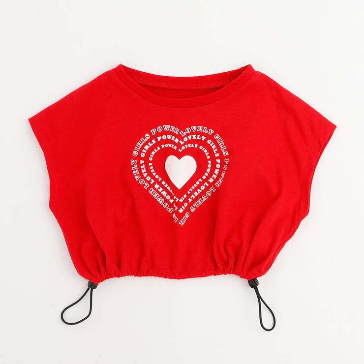 レッド | 【吸水速乾】クロップドドロップショルダーハートTシャツ | URBAN CHERRY