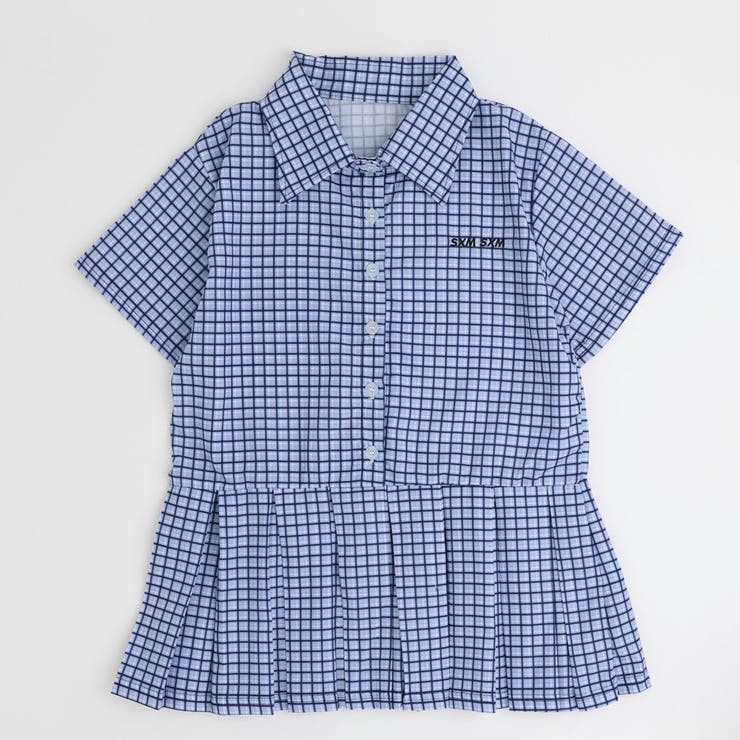 ブルー | チェックシャツプリーツワンピース | URBAN CHERRY