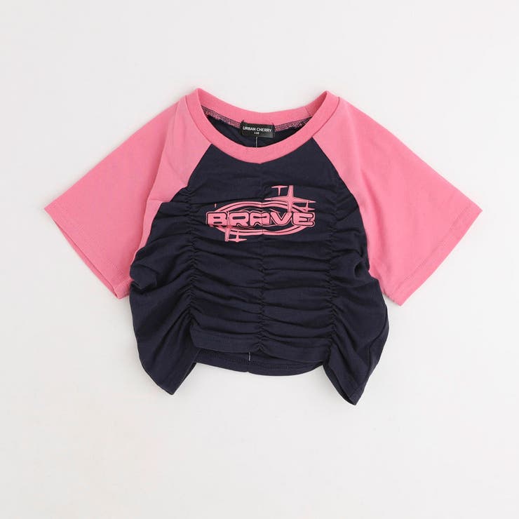 ピンク | 【綿100％/吸水速乾】プラネットロゴギャザーラグランTシャツ | URBAN CHERRY
