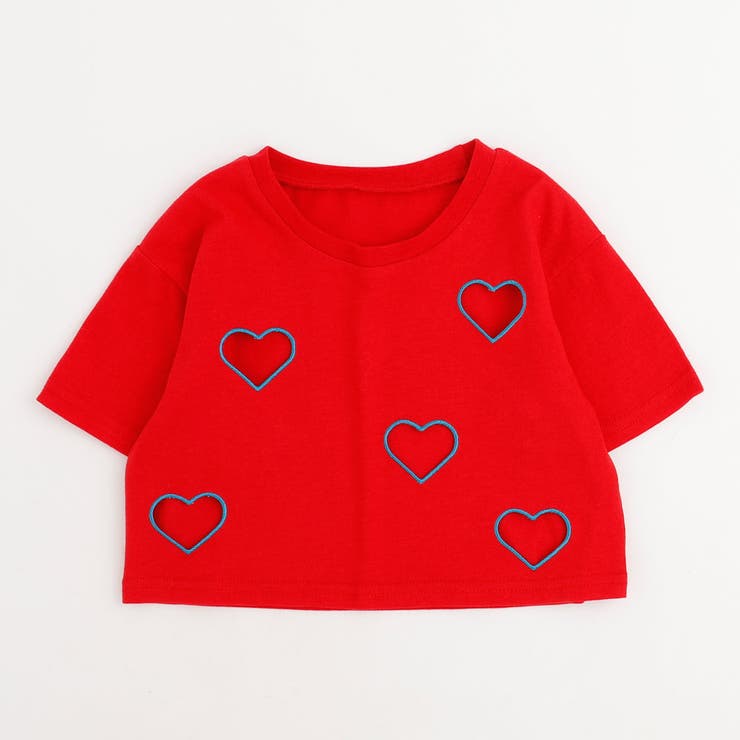 吸水速乾】ハートカットワーククロップドTシャツ[品番