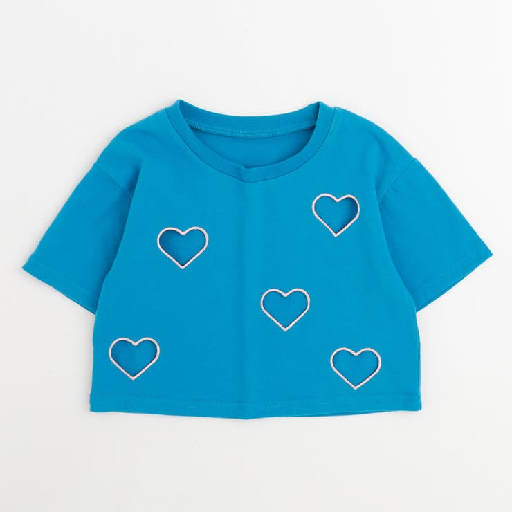 吸水速乾】ハートカットワーククロップドTシャツ[品番