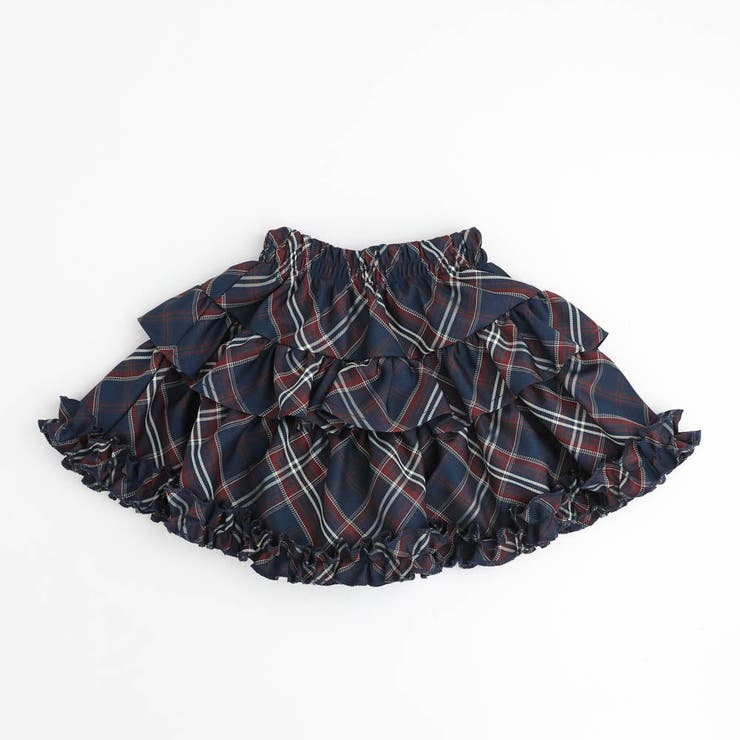 ネイビー | 【インナーパンツ付き】ティアードフリルチェックスカート | URBAN CHERRY