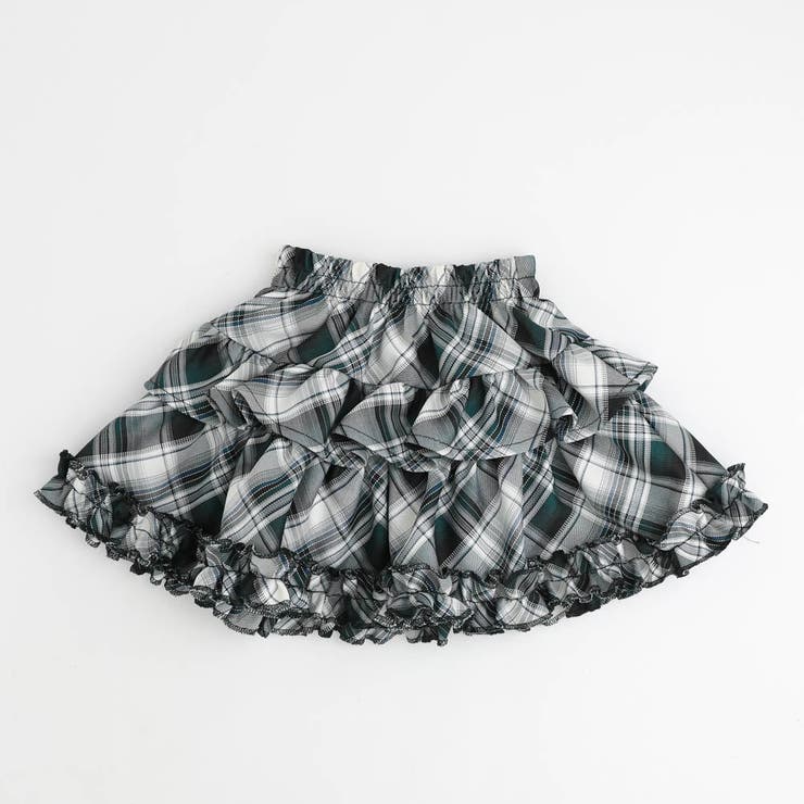 グリーン | 【インナーパンツ付き】ティアードフリルチェックスカート | URBAN CHERRY