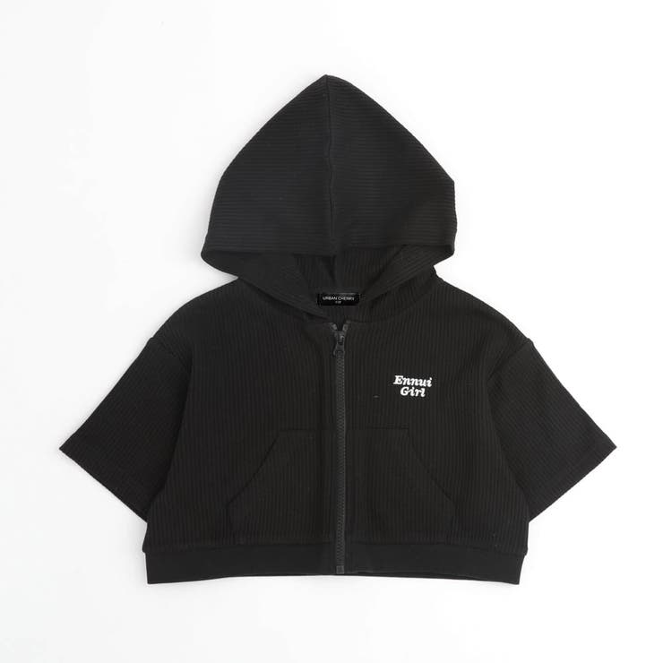 ブラック | 【さらっと触感】ワッフルクロップドフードパーカー | URBAN CHERRY