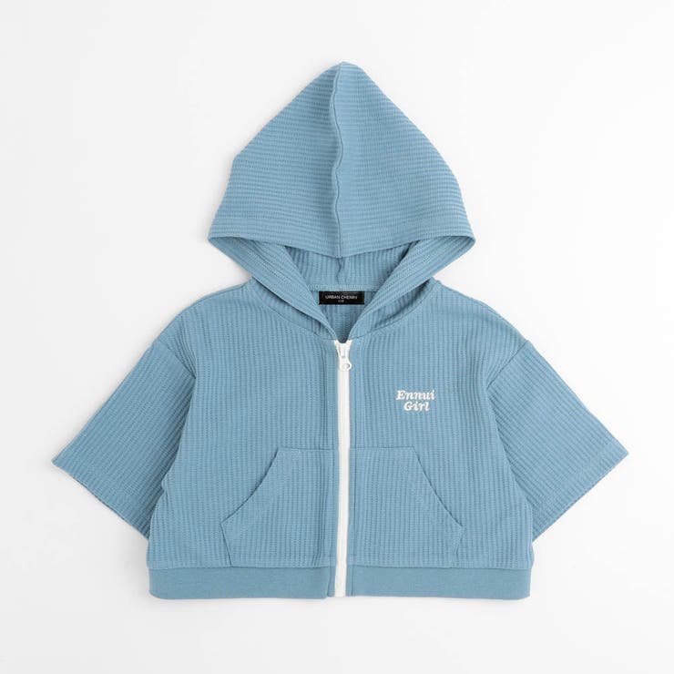 ブルー | 【さらっと触感】ワッフルクロップドフードパーカー | URBAN CHERRY
