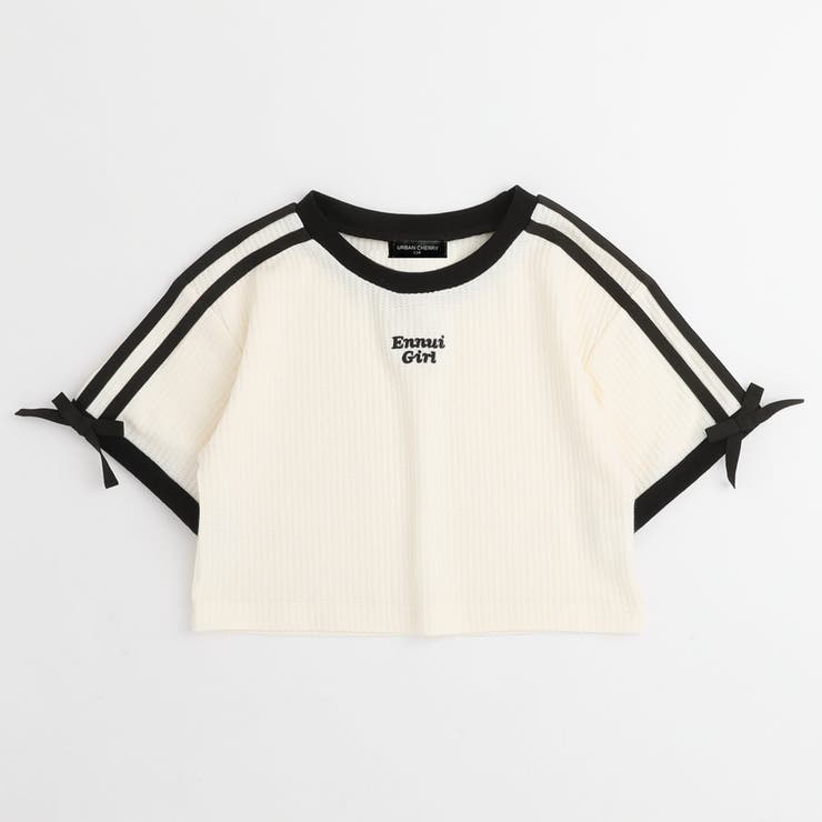 アイボリー | 【さらっと触感】ワッフルリボンラインクロップドTシャツ | URBAN CHERRY
