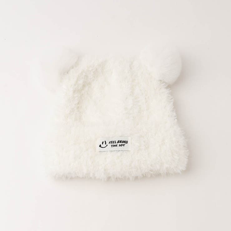 ホワイト | クマ耳ポンポンデザインファーニット帽 | URBAN CHERRY