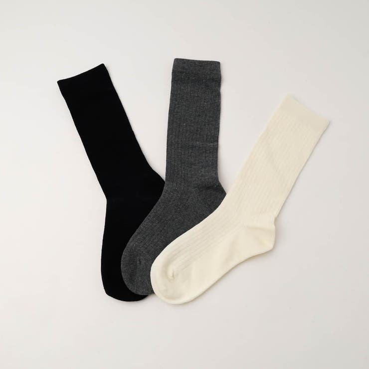 ホワイト | 【3足セット】ベーシックカラーリブソックス | URBAN CHERRY