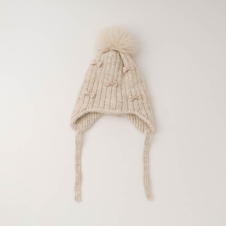 アイボリー | ポンポンリボンニット帽 | URBAN CHERRY