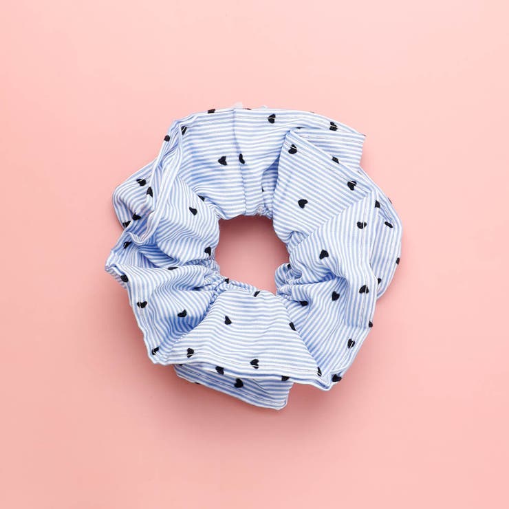 ブルー | ストライプハートドットシュシュ | URBAN CHERRY