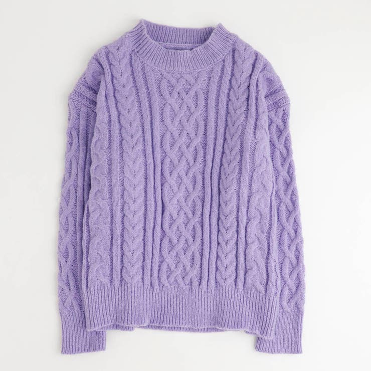 パープル | ケーブル編みニットプルオーバー | URBAN CHERRY