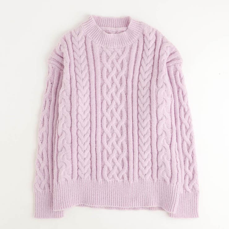 ピンク | ケーブル編みニットプルオーバー | URBAN CHERRY