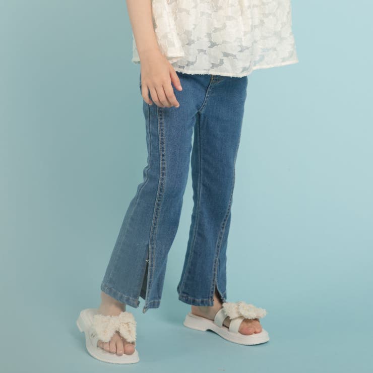 センタースリットデザインフレアデニムパンツ[品番:VINK0001696 センタースリットデザインフレアデニムパンツ[品番:VINK0001696