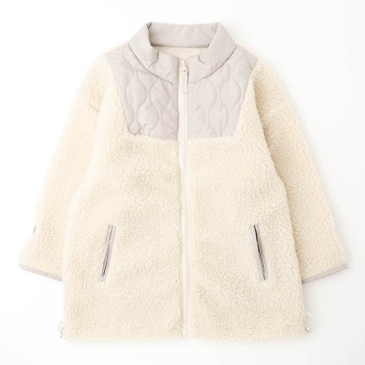 アイボリー | おうちで洗える!ハートロゴ刺繍中綿キルティングMIXボアコート | URBAN CHERRY