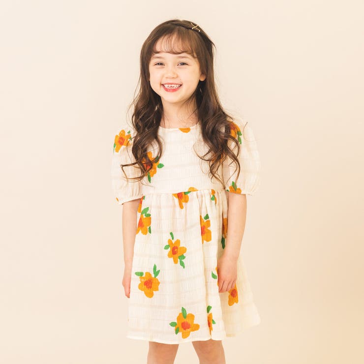 サッカー生地デザインビッグフラワー柄ワンピース 品番 Vink Urban Cherry アーバンチェリー のキッズファッション通販 Shoplist ショップリスト