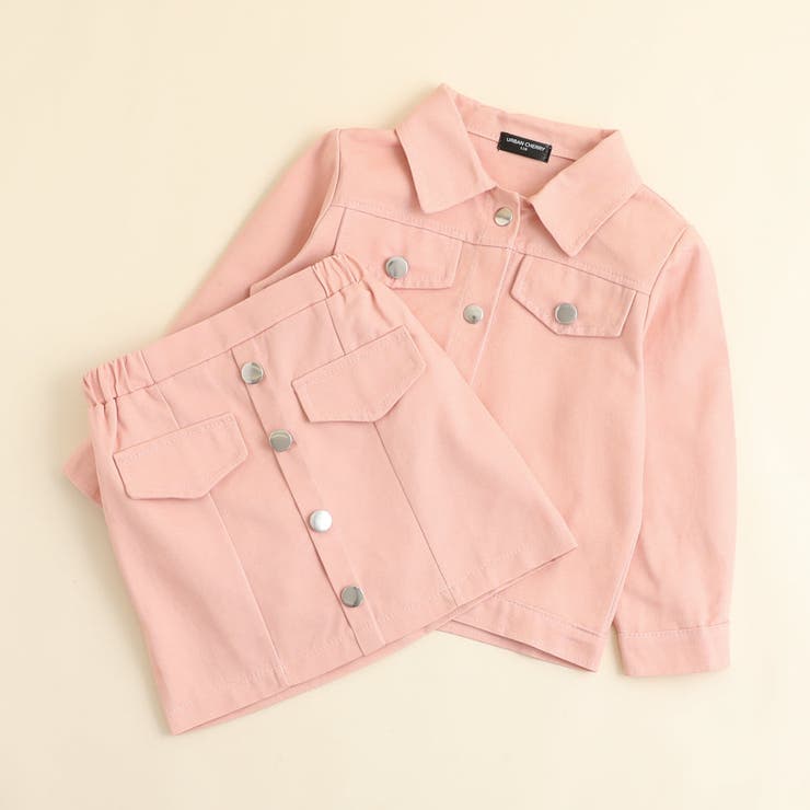 ピンク | パステルコットンジャケット＋フロントボタンスカートセット | URBAN CHERRY