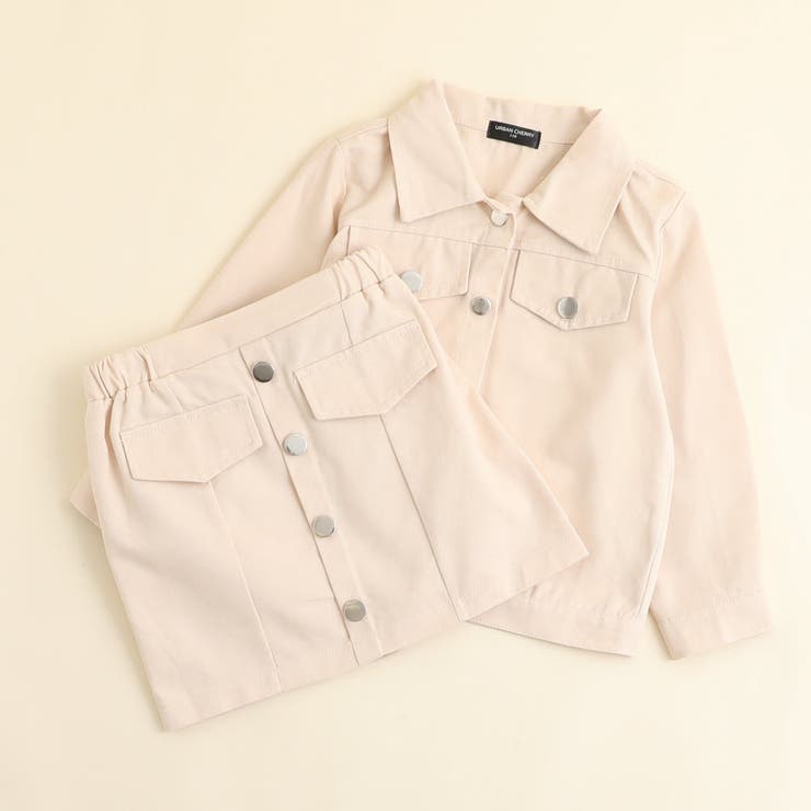 ホワイト | パステルコットンジャケット＋フロントボタンスカートセット | URBAN CHERRY