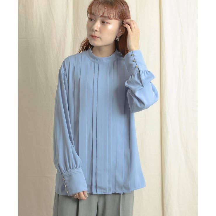 クリスマスツリー特価！ タックハイネックブラウス[品番：UBRW0003127]｜SENSE OF PLACE トップス