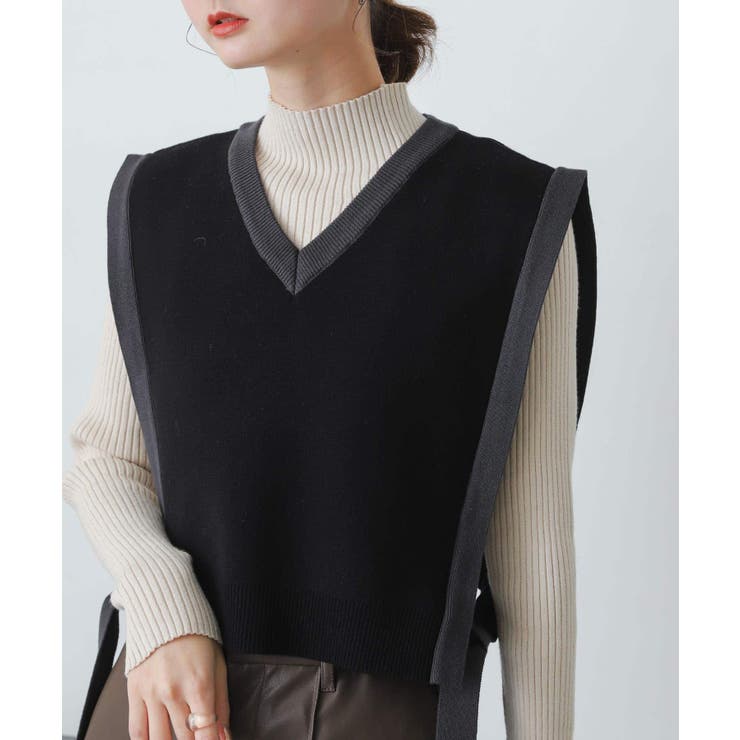 EMPORIO ARMANI ニットベスト クリーム新品タグ付き　バイカラー バイカラーニットベスト[品番：UBRW0008675]｜SENSE OF PLACE