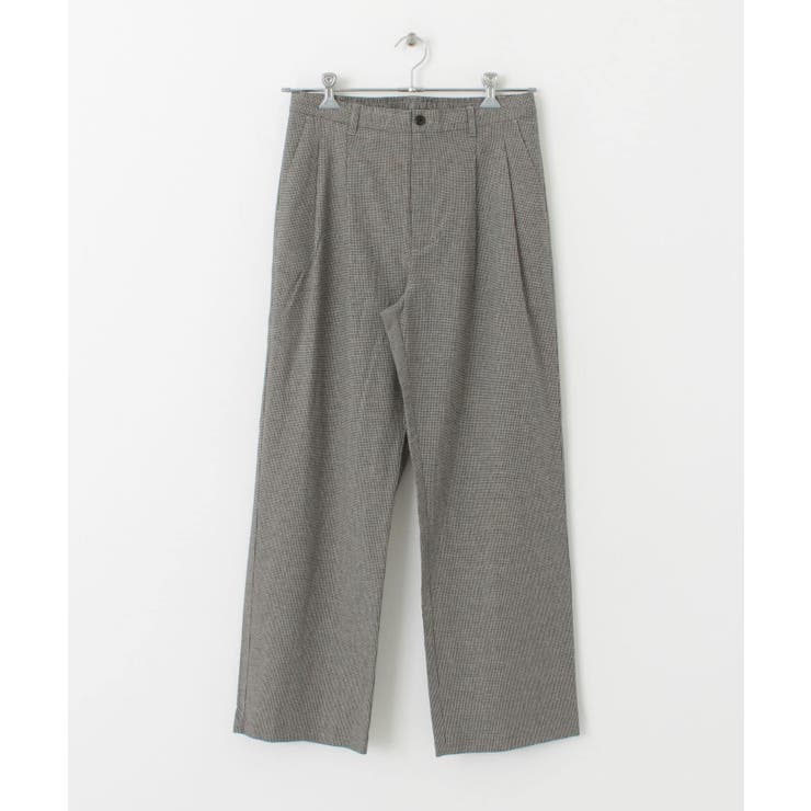 コットンリネンチェックダブルタックパンツ[品番：UBRW0009224