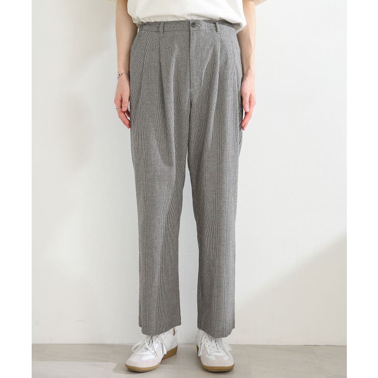 コットンリネンチェックダブルタックパンツ[品番：UBRW0009224