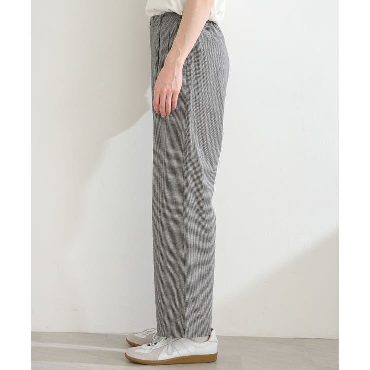 コットンリネンチェックダブルタックパンツ[品番：UBRW0009224