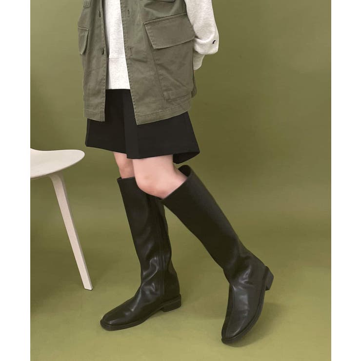 スクエアトウセンターシームロングブーツ[品番:UBRW0009552 スクエアトウセンターシームロングブーツ[品番:UBRW0009552