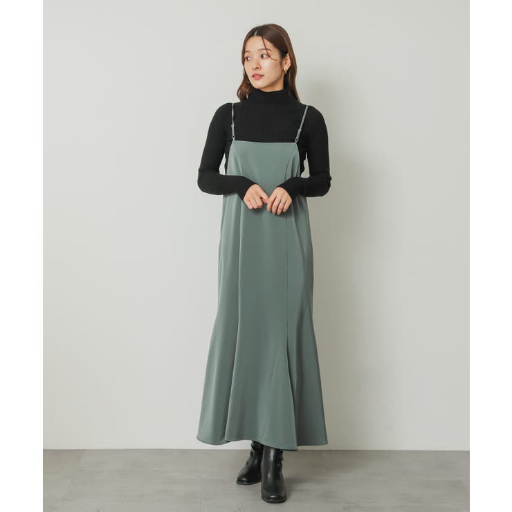 AMATERAS サテンタッチドレス キャミワンピース グリーン F