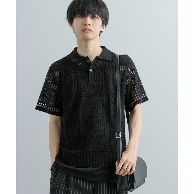 ５５％以上節約 クロシェライクニットポロシャツ(5分袖)[品番：UBRW0011919 トップス