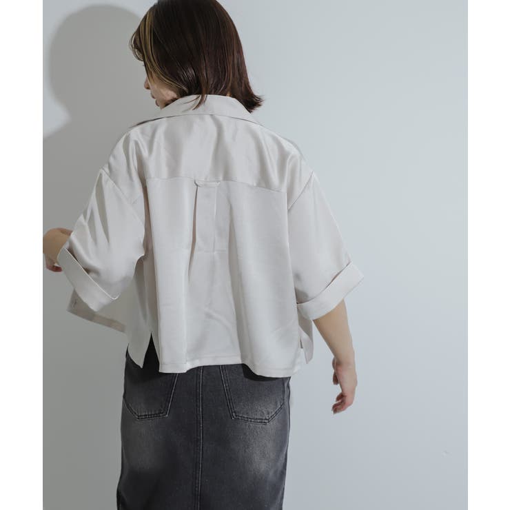 バックサテンジョーゼット ノースリーブシャツ（シャツ