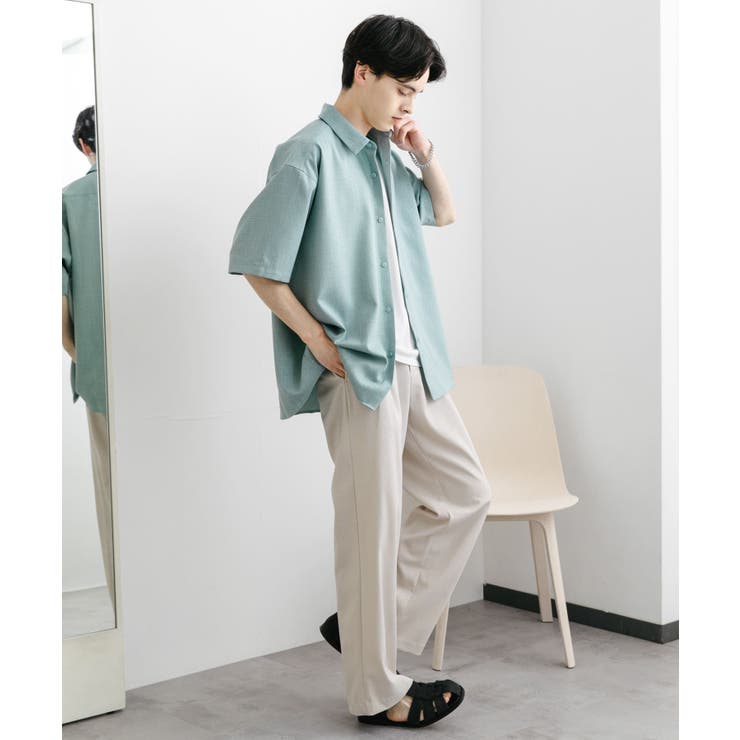 メランジレギュラーカラーショートスリーブシャツ[品番