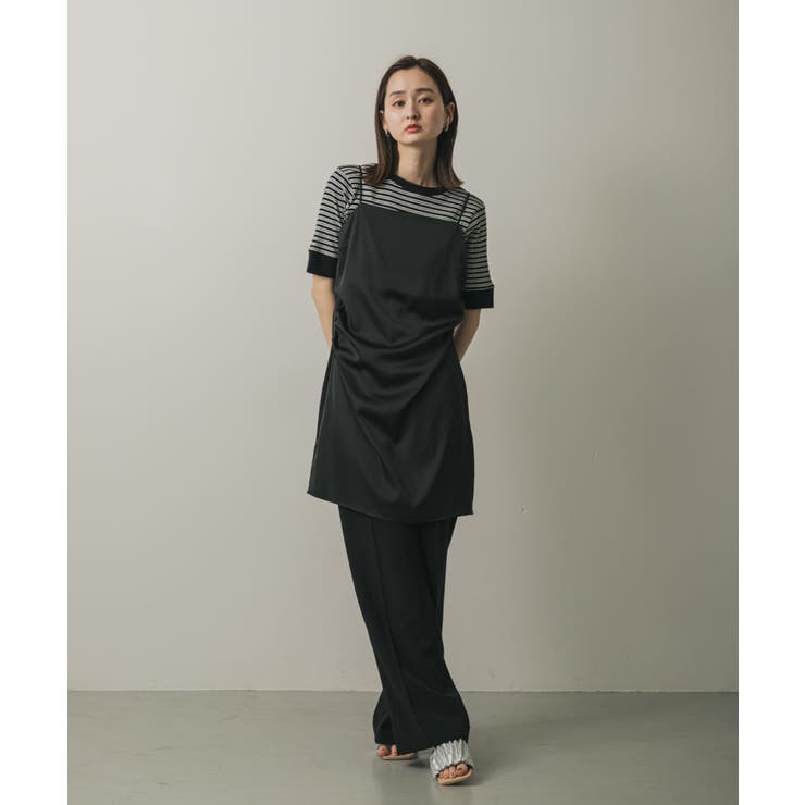 一部WEB限定カラー』クルーネックリンガーボーダーTシャツ(5分袖