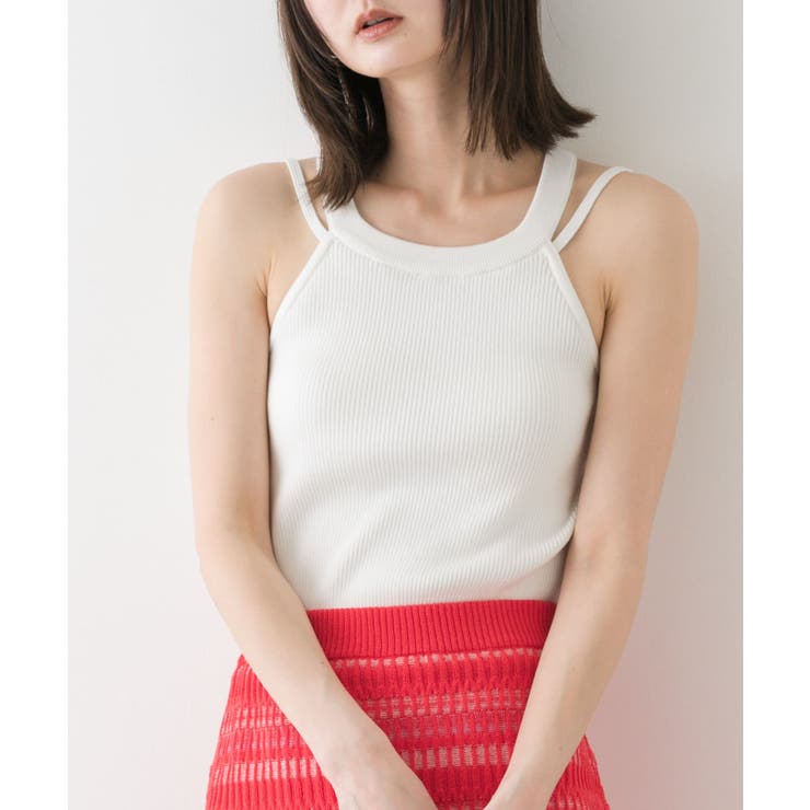 ダブルストラップカップツキニットタンク[品番:UBRW0013048 ダブルストラップカップツキニットタンク[品番:UBRW0013048