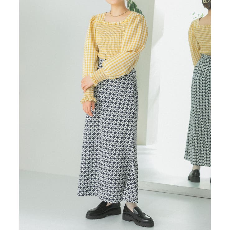 2024正規激安】 美品 liten シャーリングブラウス ギンガム