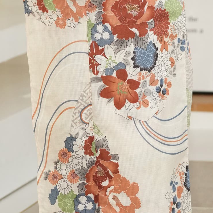 Nico@ntique ニコアンティーク　花柄浴衣・オレンジ帯セット 古典 Nico@ntique ニコアンティーク 花柄浴衣・オレンジ帯セット 古典