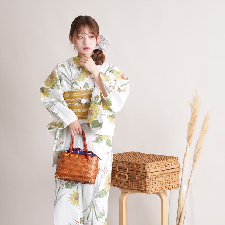 信頼】 utatane/(W)高級変わり織り浴衣3点セット クリームに京都の 