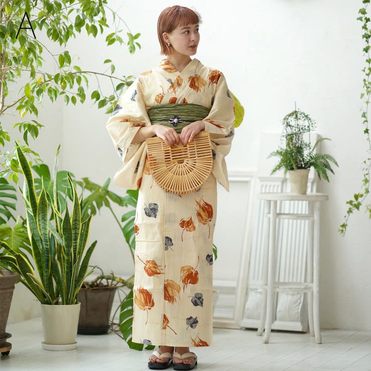Nico@ntique ニコアンティーク　花柄浴衣・オレンジ帯セット 古典 楽天市場】【ニコアンティーク 高級変わり織 浴衣3点セット