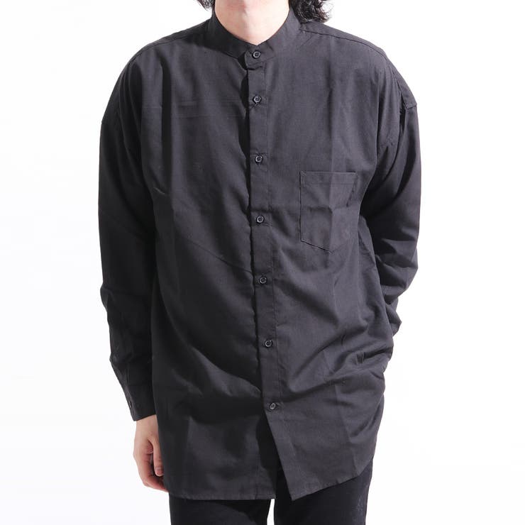 [LEMAIRE]ノーカラーシャツ　ブラック　Lサイズ相当コットン100%
