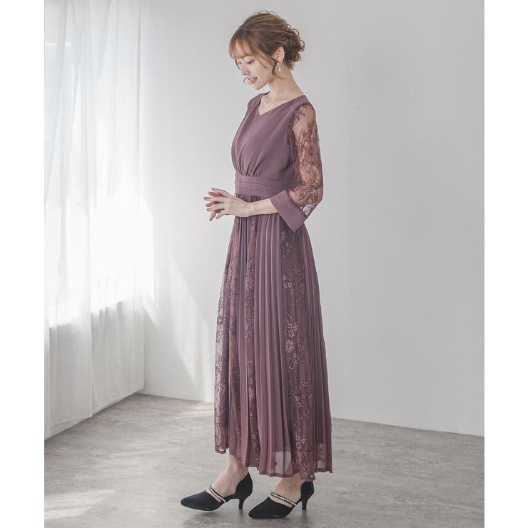 花柄 ウエストタック プリーツ ワンピース エレガント S-XL 楽天市場】レース ドッキング タック ロング ワンピース 女性