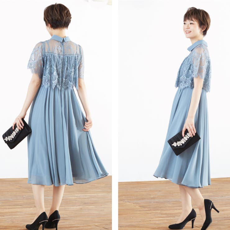 kana ドレス プリーツ×レース ウエストタック ロング ワンピース