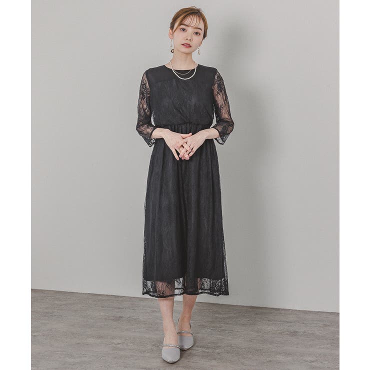 【美品】現行品　Kana 定価19,800円 ワンピース　結婚式 セール】幾何学柄 レース バックオープン ワンピース パーティー