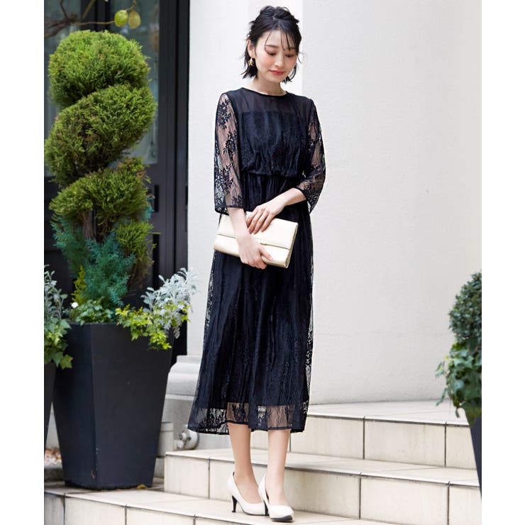 セール】 総レース ロングレース スカート ワンピース
