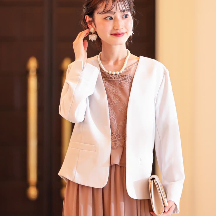 ノーカラー ジャケット 結婚式[品番：BECW0000998]｜kana（カナ
