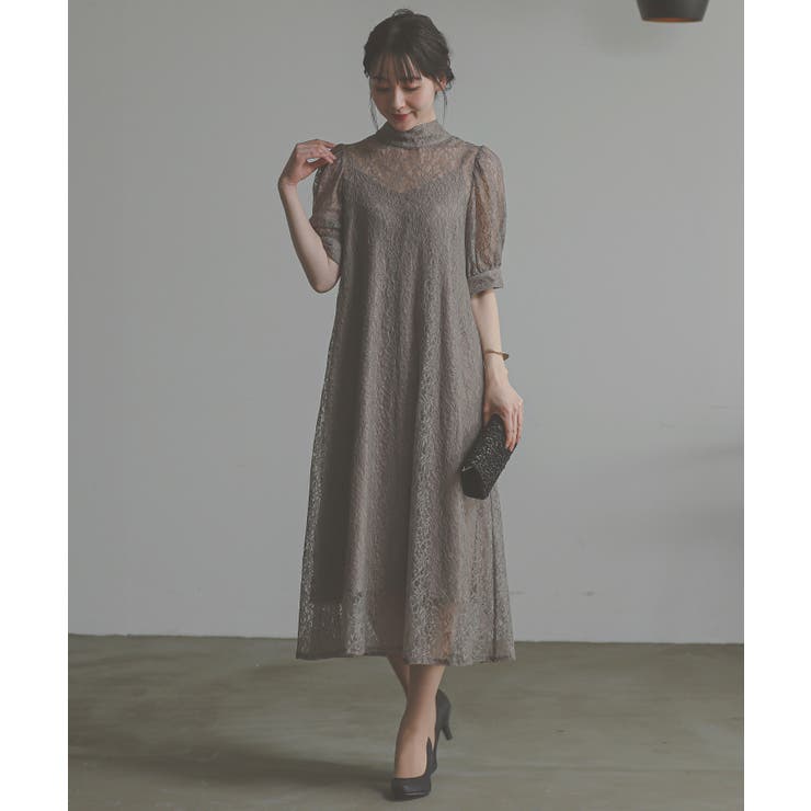 総レース バックリボン ドレス[品番：BECW0010025]｜kana（カナ
