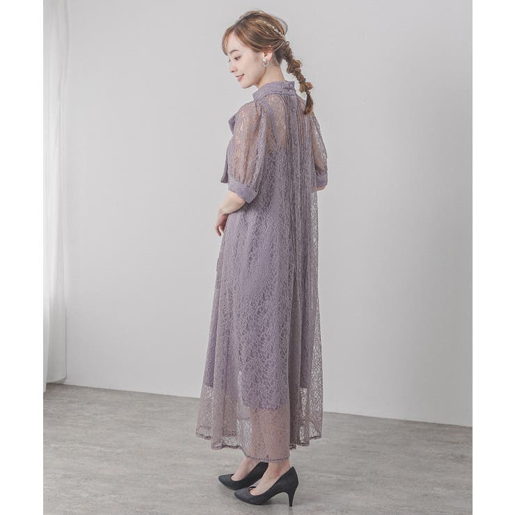 総レースバックリボンドレス niana ドレス 総レース バックリボン パーティードレス 同窓会