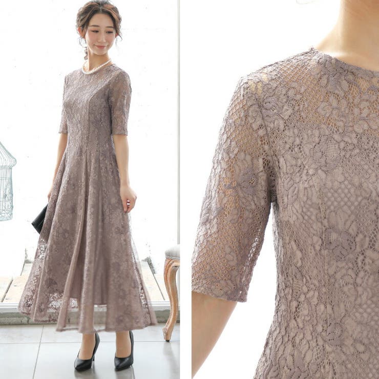 niana ドレス 刺繍レース バックリボン パーティードレス 同窓会
