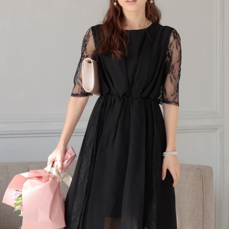 フィッシュテール シフォン パーティードレス[品番：BECW0001974