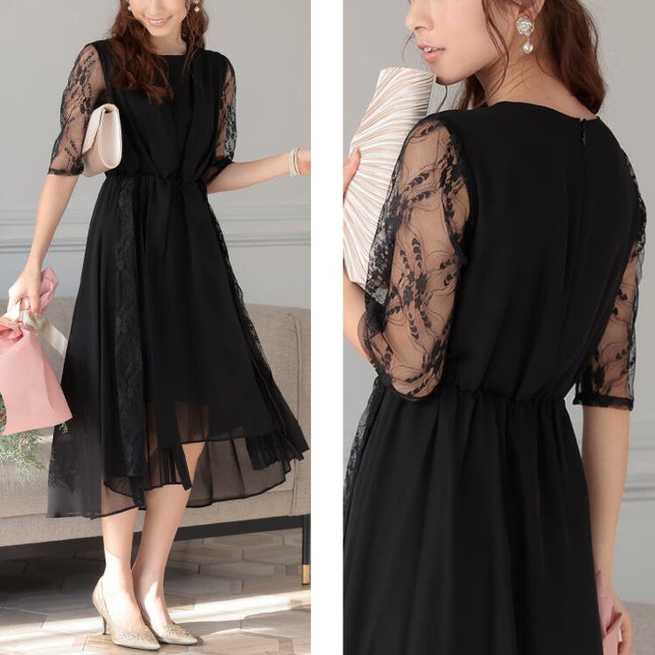 フィッシュテール シフォン パーティードレス[品番：BECW0001974