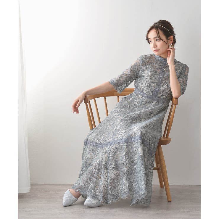 ラメ×レース ロング ワンピースドレス[品番：BECW0010049]｜kana（カナ）のレディースファッション通販｜SHOPLIST（ショップリスト）